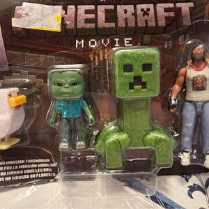 Minecraft Movie Green Creeper & Zombie Figure Pack NWT
